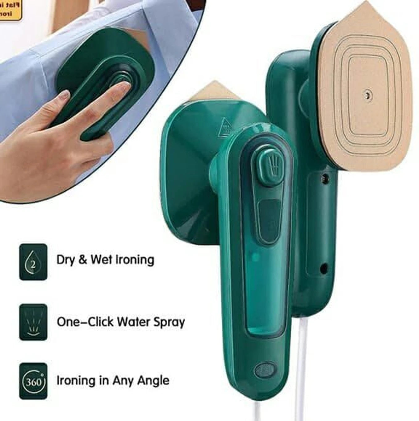 Portable Micro Steam Iron – 2-in-1 Travel Garment Steamer